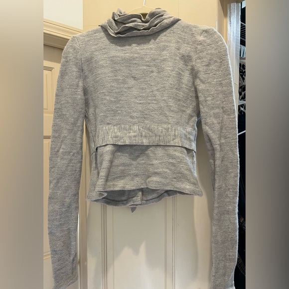 BCBGMaxAzria Light Gray Ruffle Cardigan - Picture 4 of 4